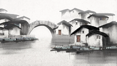 古典城中小镇中国风舞台循环背景视频的预览图