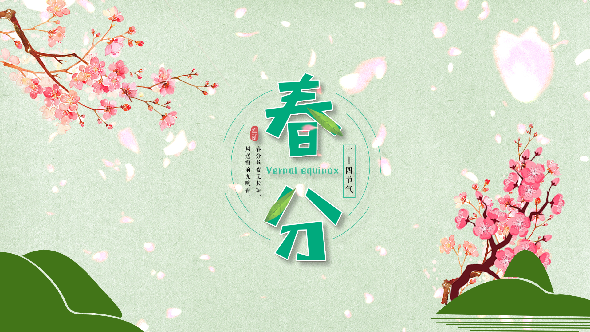 清新中国二十四节气春分片头ae模板视频的预览图
