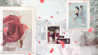 玫瑰花瓣飘动悬挂相框照片相册动画展示AE模板视频的预览图
