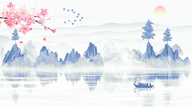 优雅中国风水墨山水大屏循环背景视频视频的预览图