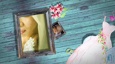 唯美水彩花朵结婚相册婚礼开场视频的预览图