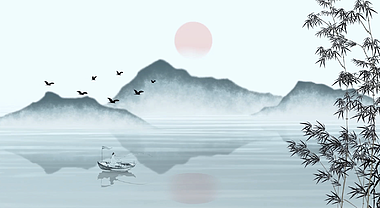 中国风水墨山水画展示循环大屏背景展示视频的预览图