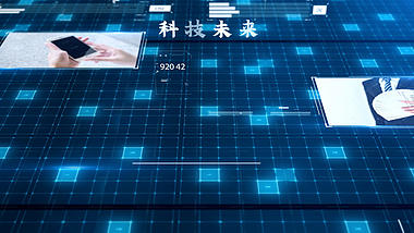 蓝色科技感空间立体企业图文宣传AE模板视频的预览图