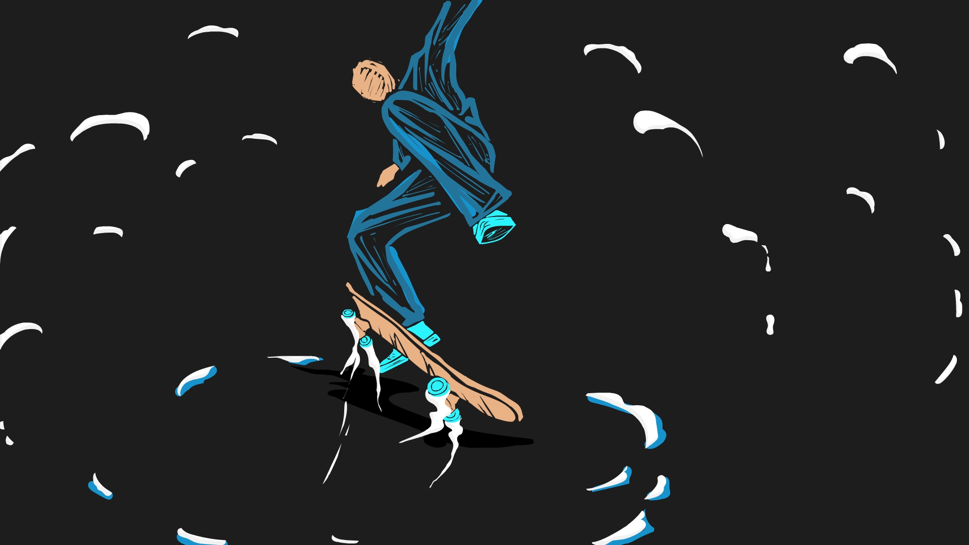 MG卡通人物溜滑板片头展示AE模板视频的预览图