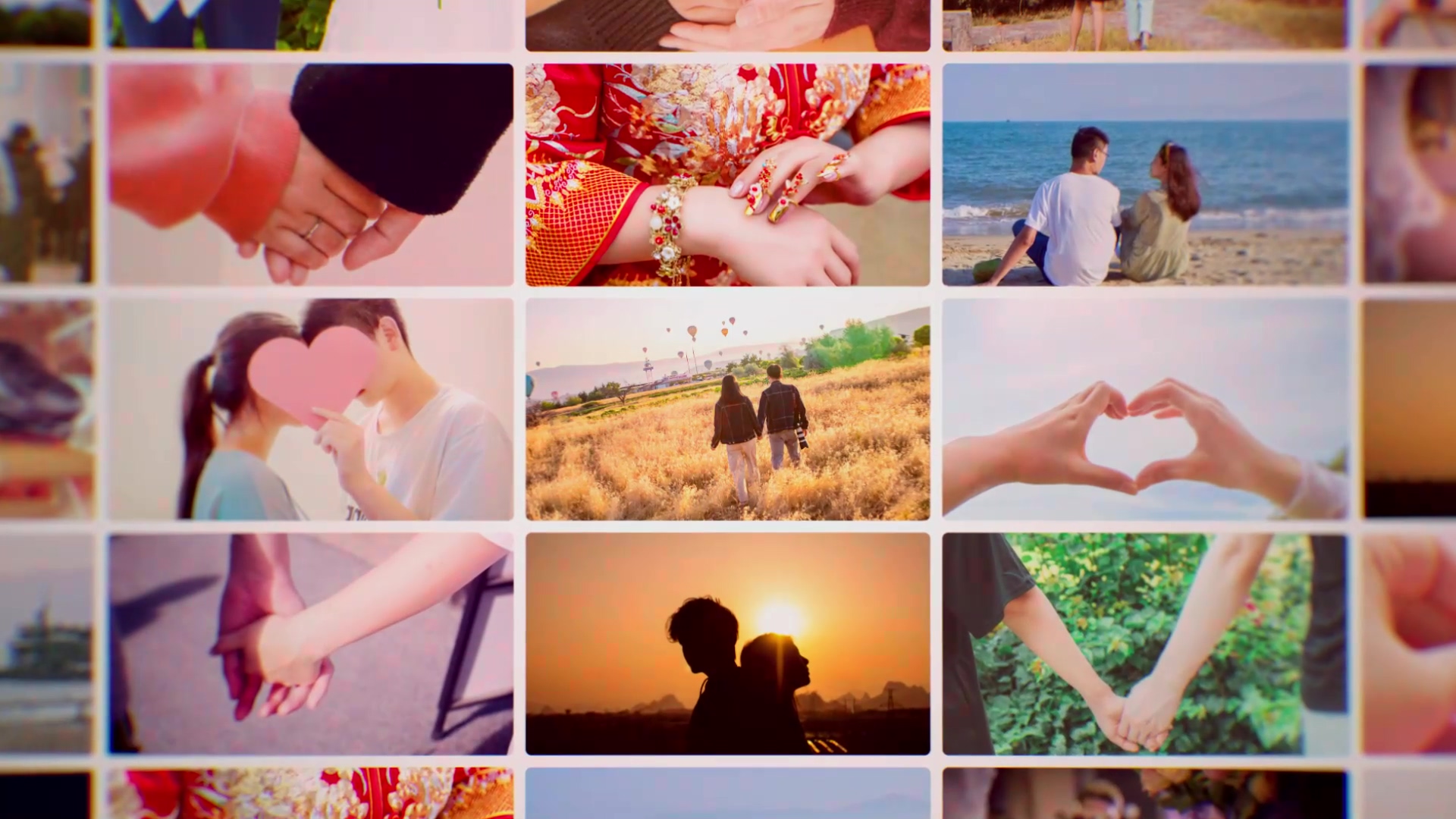 多图婚礼爱情故事照片墙展示AE模板视频的预览图