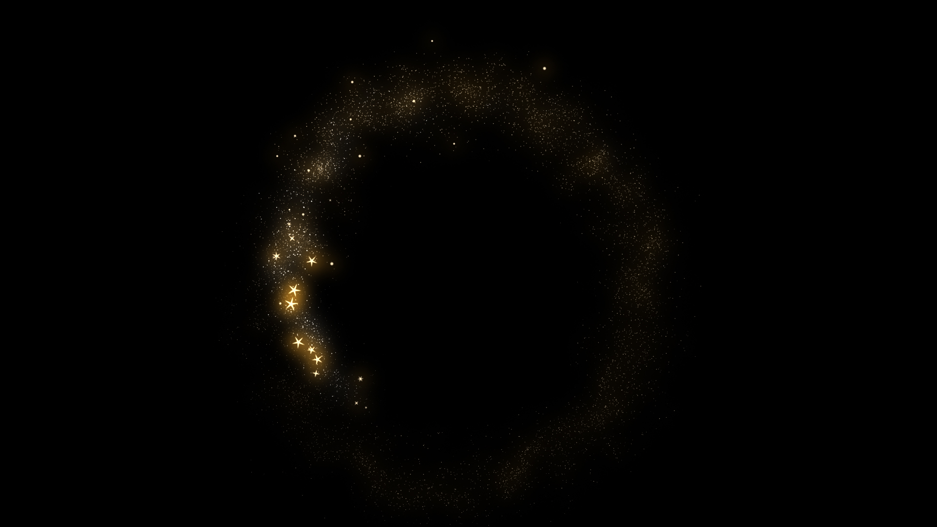 金色星光粒子旋转无限循环透明通道视频的预览图
