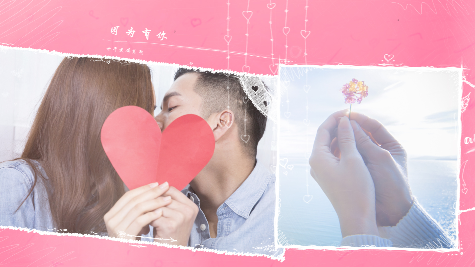 粉色浪漫婚礼图文开场AE模板视频的预览图