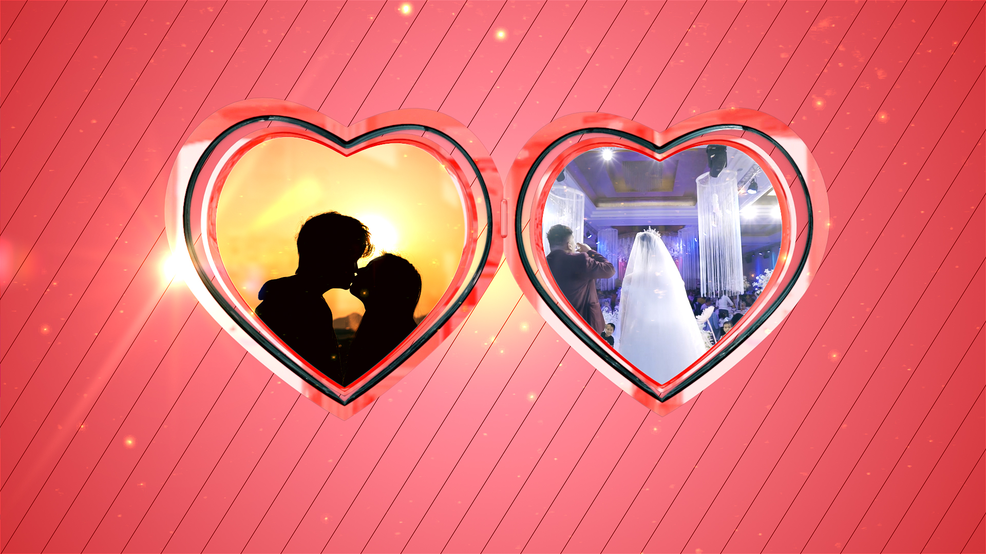 浪漫爱心婚礼开场ae模板视频的预览图