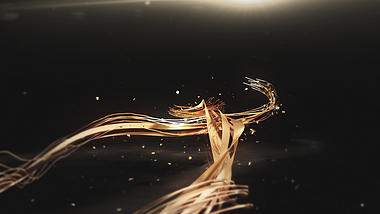 炫丽金色三维飘带粒子LOGO片头片尾模板视频的预览图