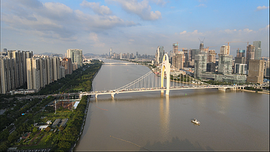 航拍广州猎德大桥珠江风景视频的预览图