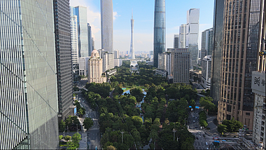 航拍广州花城广场城市中心视频的预览图