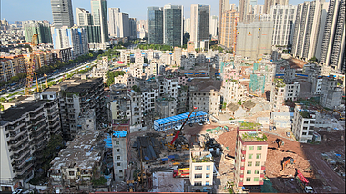 城市拆迁广州冼村旧房改造建筑工地视频的预览图