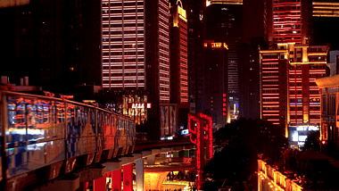 重庆夜景赛博朋克轻轨视频的预览图