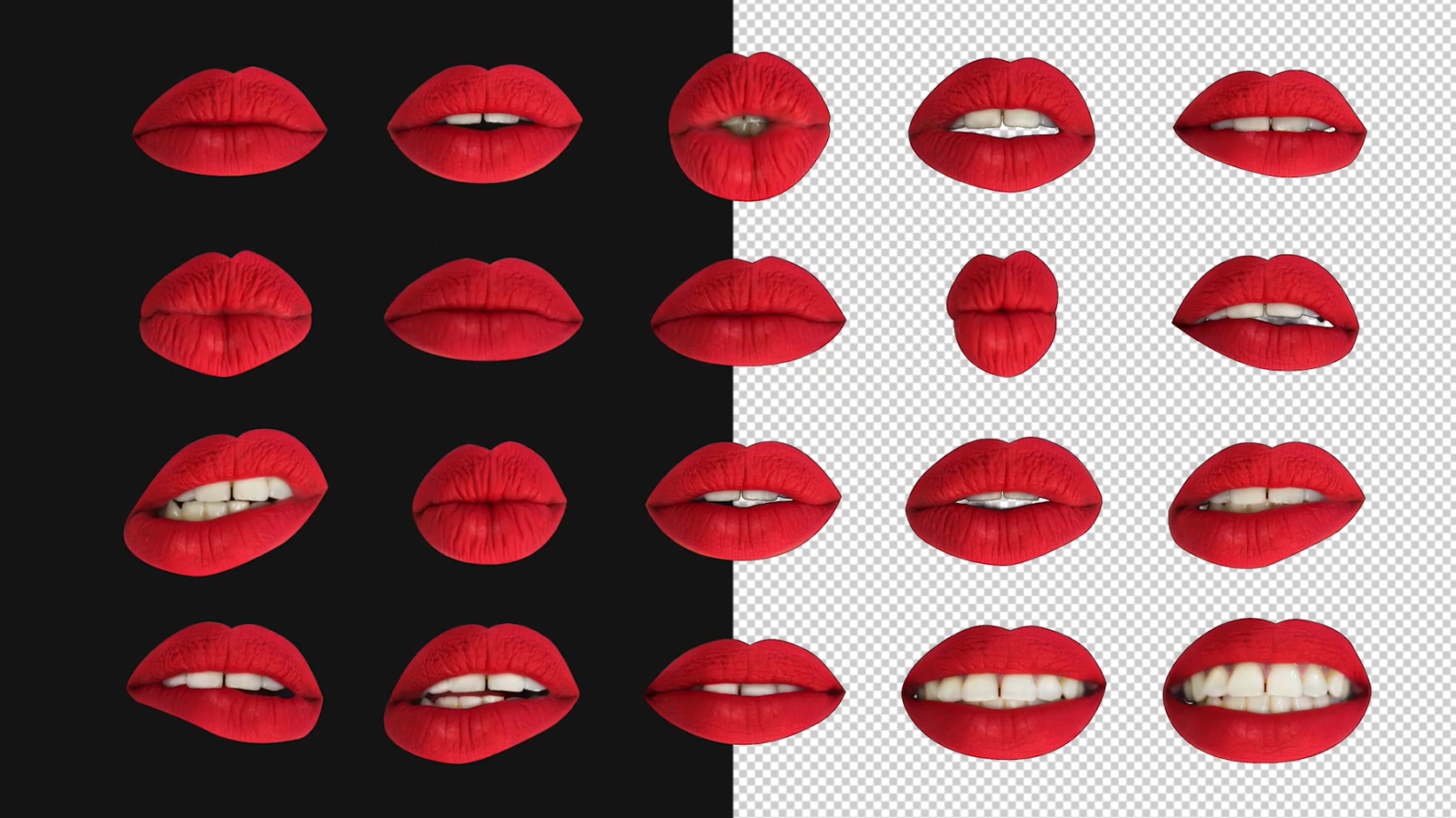 搞怪红色嘴唇动画元素透明通道视频的预览图
