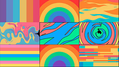 MG图形彩虹主题包装背景动画AE模板
