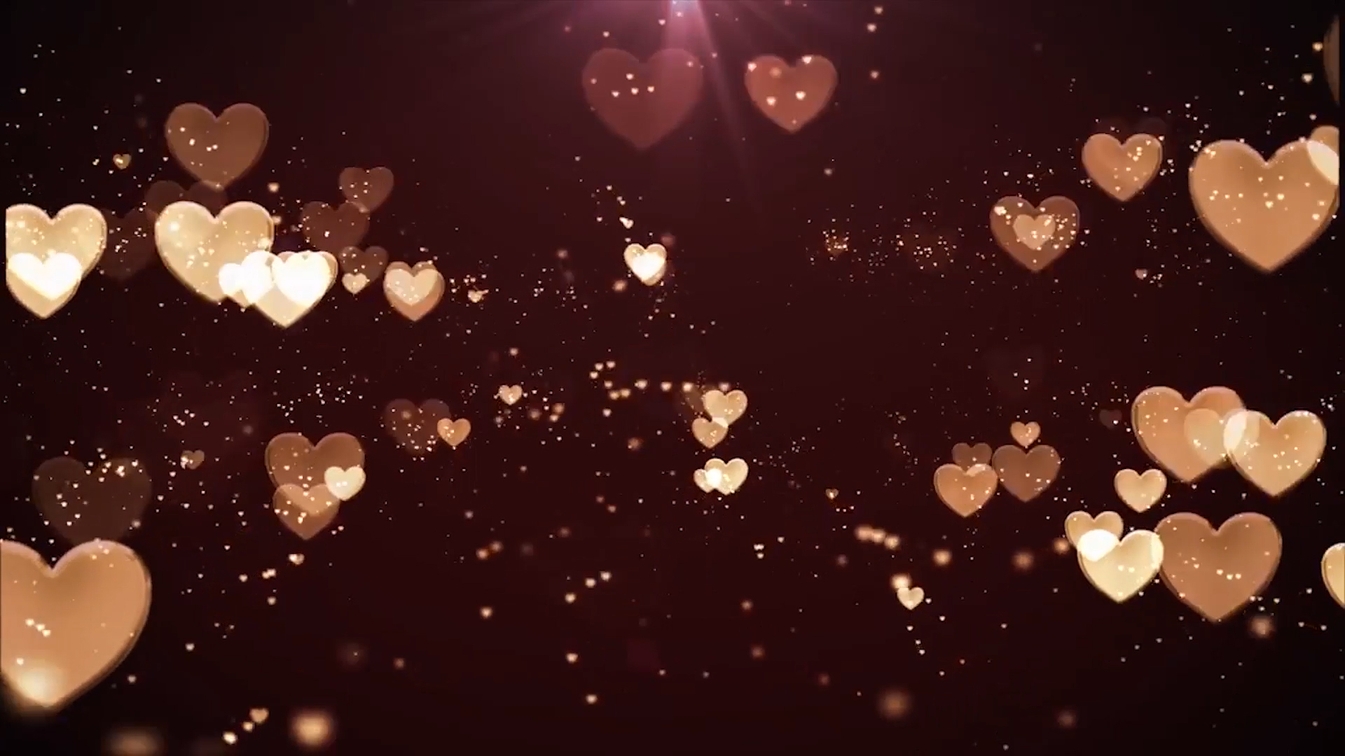 金色浪漫爱心飞逝粒子斑点闪烁背景led视频温馨视频的预览图