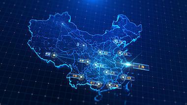 蓝色科技感三维中国地图ae模板视频的预览图