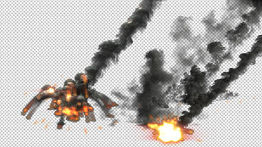 火花坠落浓烟翻滚透明通道视频的预览图