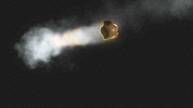 冒烟火球陨石坠落效果透明通道特效素材视频的预览图