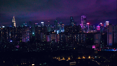 高清航拍深圳城市建筑夜景城市灯火视频的预览图