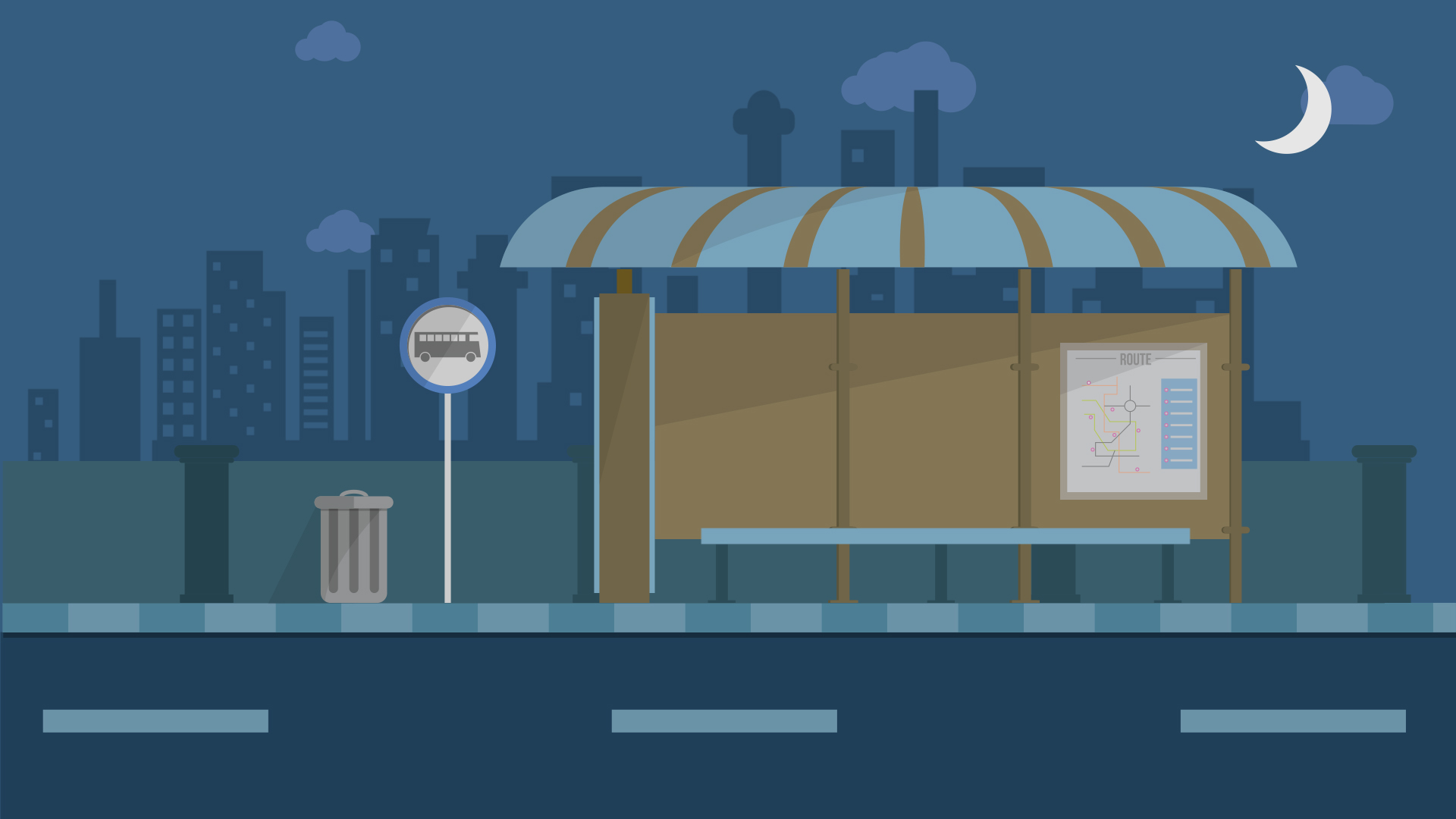 公交车车站场景MG动画AE模板视频的预览图