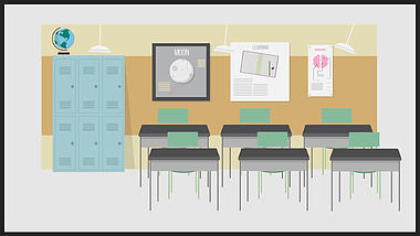 教室课桌座位场景MG动画AE模板视频的预览图