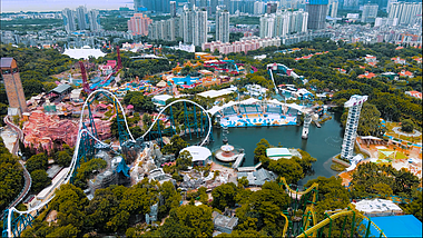 航拍深圳游乐场欢乐谷公园视频的预览图