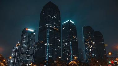 4K延时杭州CBD高楼建筑城市夜景车流视频的预览图