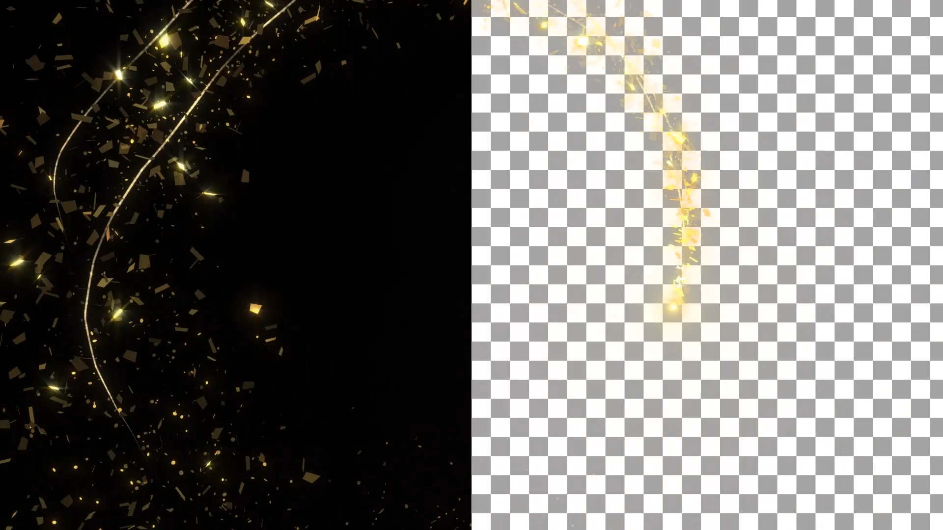三条金色粒子光线带通道视频的预览图