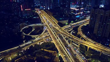 4K航拍城市夜景交通车流立体交通视频的预览图