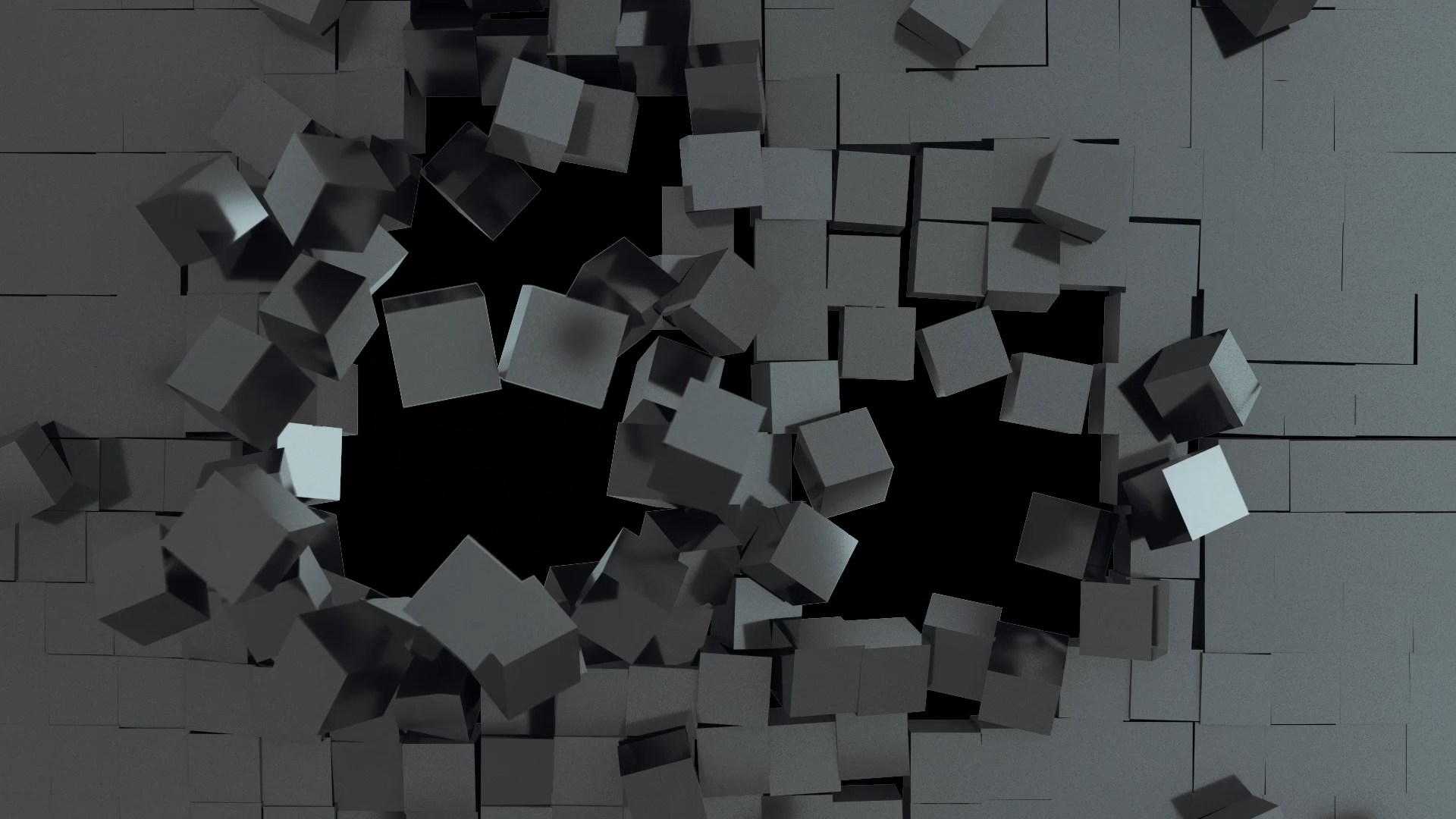 灰色方块墙爆炸碎裂视频素材AE模板视频的预览图