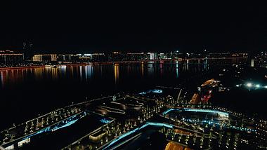 4K航拍杭州钱塘江两岸城市夜色视频的预览图