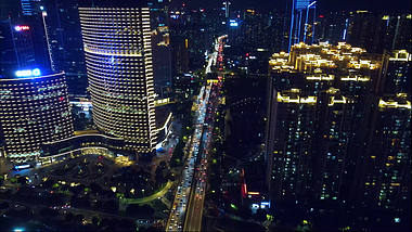 4K航拍广州城市夜景猎德大道城市交通视频的预览图