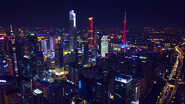 4K高清航拍广州城市建筑群CBD夜景视频的预览图
