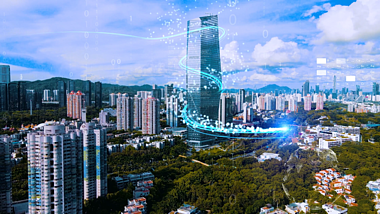 原创科技感城市粒子光线穿梭视频的预览图