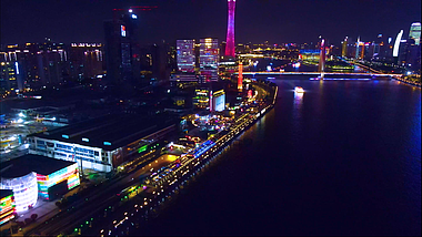 4K航拍广州琶醍的夜景风光城市景色视频的预览图