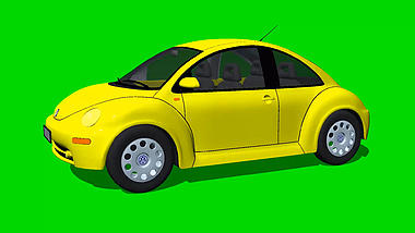 卡通小黄车绿屏抠像绿幕素材视频ae模板视频的预览图
