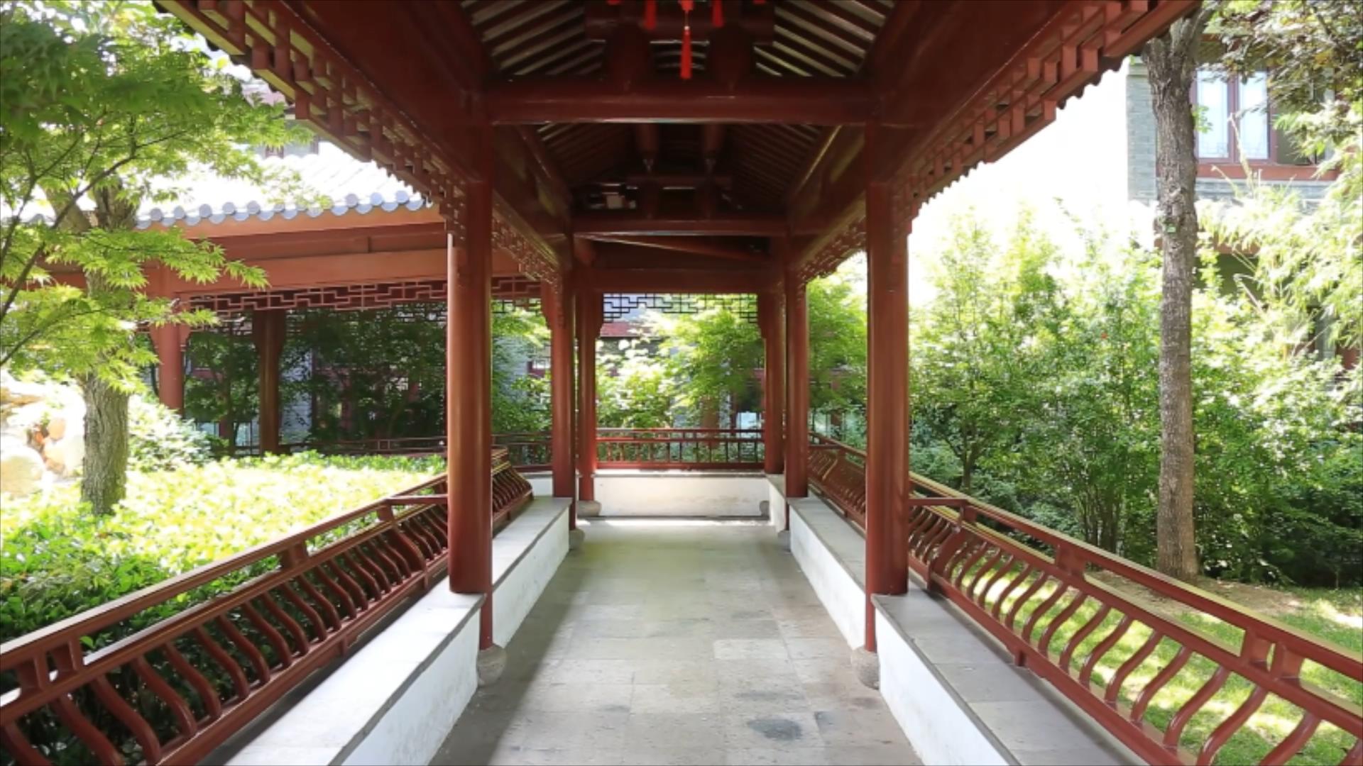1080P中国古风实木建筑长廊视频的预览图