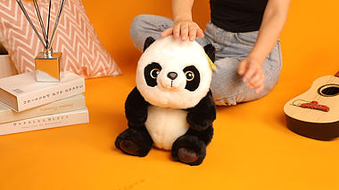 1080P女生宅家玩熊猫公仔可爱小熊猫视频的预览图