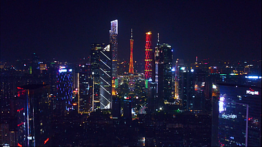 4K航拍广州中轴夜景珠江新城天河一侧视频的预览图