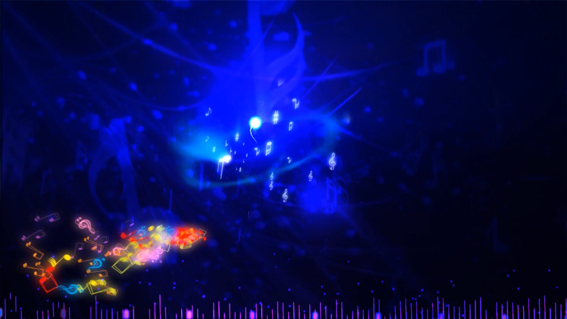 蓝色跳动音符乐器演奏视频ae模板视频的预览图