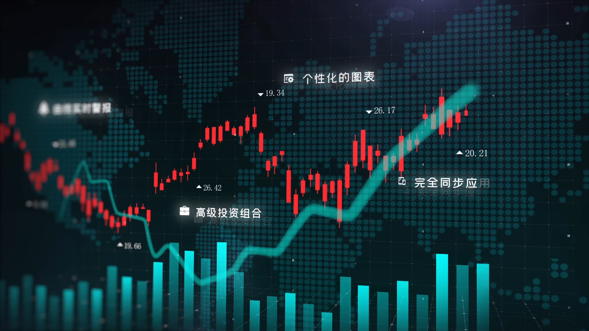 货币股票交易K线曲线动画视频ae模板视频的预览图