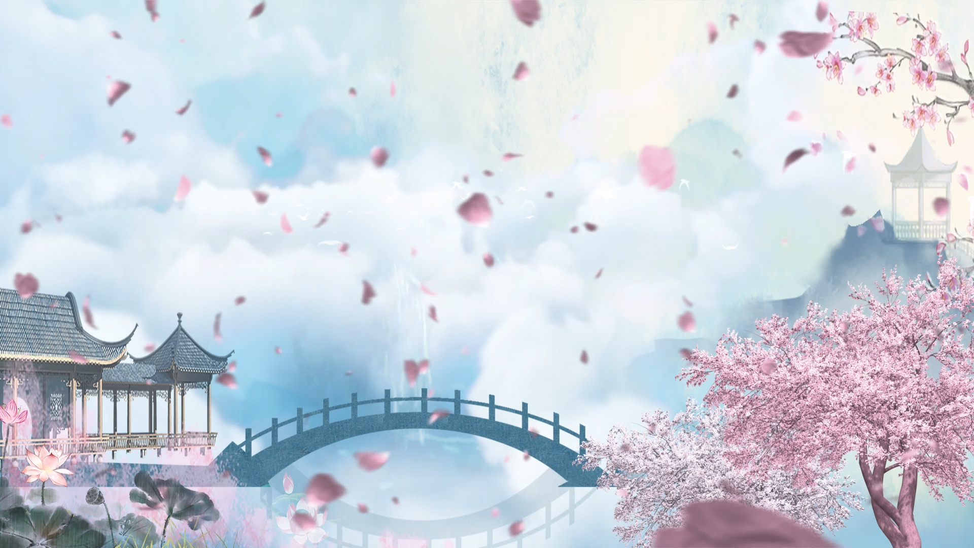 原创花瓣中国风动态背景视频AE模板视频的预览图