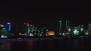 4K航拍杭州CBD城市夜景灯光秀视频的预览图
