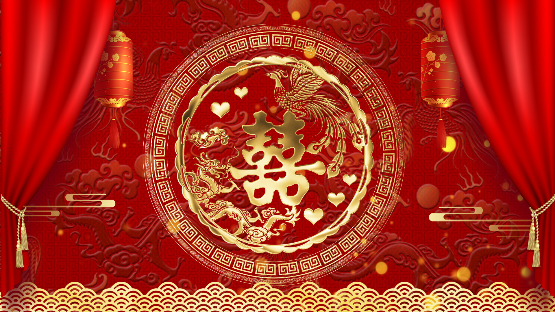 喜庆中国风中式婚礼背景视频ae模板视频的预览图