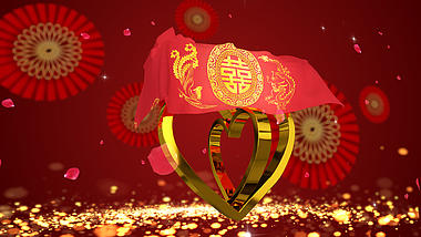 中式婚礼红头巾揭开龙凤呈祥片头视频的预览图