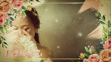 清新唯美水彩花朵结婚相册婚礼开场视频ae模板视频的预览图