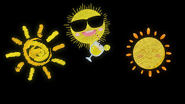 卡通手绘太阳带通道视频ae模板视频的预览图
