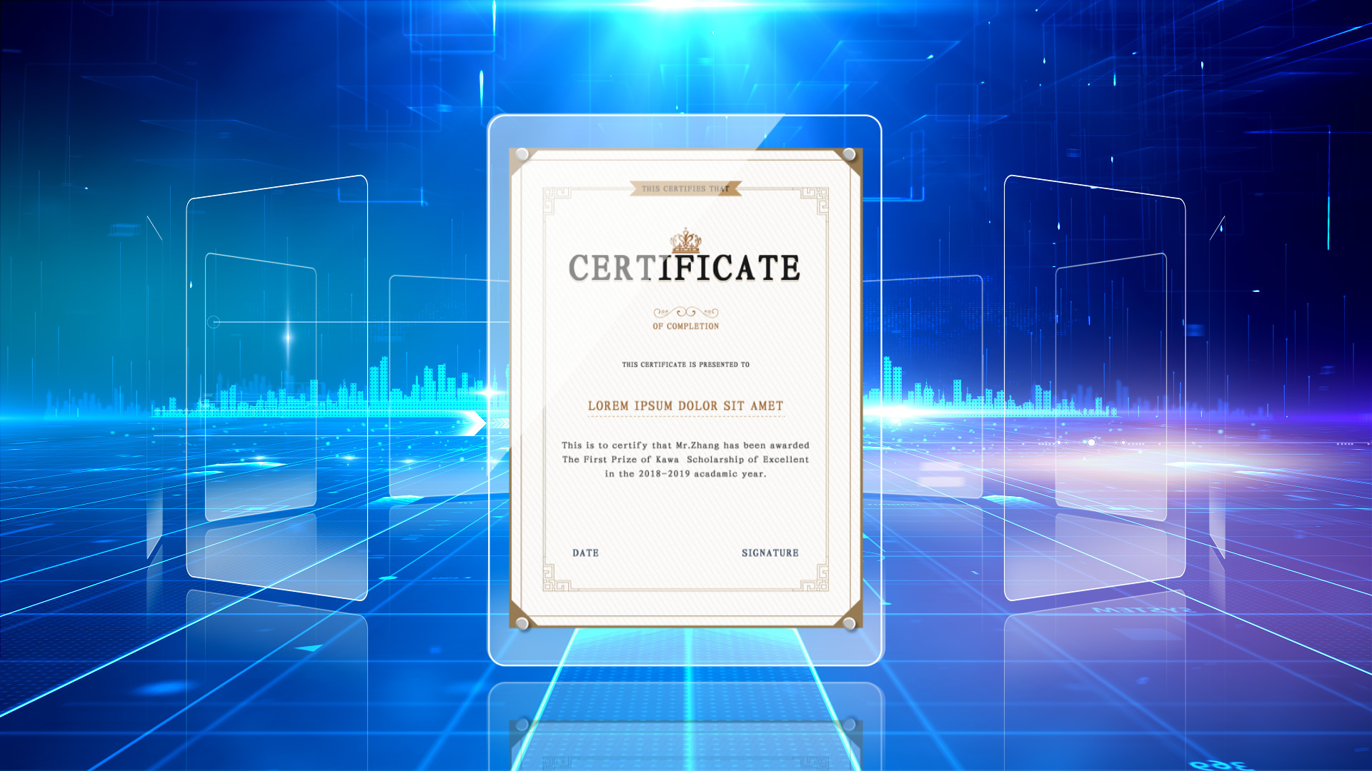 科技企业荣誉证书三维展示AE模板视频的预览图