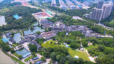 4k广州旅游著名景区岭南印象园建筑视频的预览图